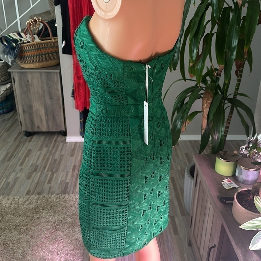 Adelyn Rae Green lace strapless dress - Picture 4 of 7